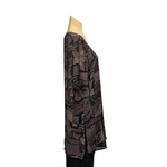 Load image into Gallery viewer, Saloos - Grey Leaf Print Layered Button Look Top
