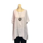 Load image into Gallery viewer, Saloos - White Linen Look Top with Necklace
