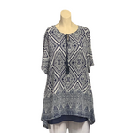 Load image into Gallery viewer, Saloos - Navy Double Layer Border Print Top
