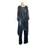 Load image into Gallery viewer, Saloos Blue Dipped Hem Lined Printed Dress with Necklace
