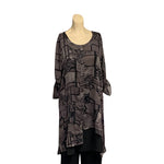 Load image into Gallery viewer, Saloos - Grey Leaf Print Layered Button Look Top
