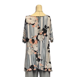 Load image into Gallery viewer, Saloos - Grey Stripe Floral Print Top
