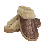 Load image into Gallery viewer, Jo &amp; Joe - Rose Gold Sparkle Fur Collar &amp; Lining Mule Slippers
