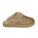 Load image into Gallery viewer, Jo &amp; Joe - Gold Sparkle Fur Collar &amp; Lining Mule Sippers
