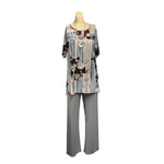 Load image into Gallery viewer, Saloos - Grey Stripe Floral Print Top

