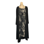 Load image into Gallery viewer, Saloos - Black Jacket Double layer with Grey Rose Print Dress
