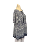 Load image into Gallery viewer, Saloos - Navy Double Layer Border Print Top
