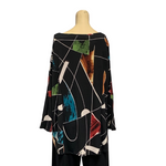 Load image into Gallery viewer, Saloos - Black Geometric Print Top
