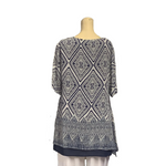 Load image into Gallery viewer, Saloos - Navy Double Layer Border Print Top
