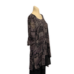 Load image into Gallery viewer, Saloos - Grey Leaf Print Layered Button Look Top
