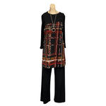 Load image into Gallery viewer, Saloos - Rust Abstract Print Tunic Top with Necklace
