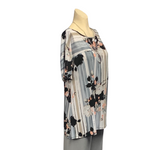 Load image into Gallery viewer, Saloos - Grey Stripe Floral Print Top
