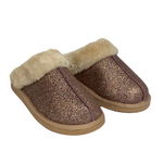 Load image into Gallery viewer, Jo &amp; Joe - Rose Gold Sparkle Fur Collar &amp; Lining Mule Slippers
