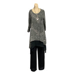 Load image into Gallery viewer, Saloos - Grey Floral Print Top with Necklace
