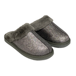 Load image into Gallery viewer, Jo &amp; Joe - Silver Sparkle Fur  Collar &amp; Lining Mule Slippers
