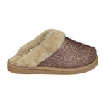 Load image into Gallery viewer, Jo &amp; Joe - Rose Gold Sparkle Fur Collar &amp; Lining Mule Slippers
