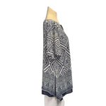 Load image into Gallery viewer, Saloos - Navy Double Layer Border Print Top
