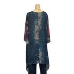 Load image into Gallery viewer, Saloos Blue Dipped Hem Lined Printed Dress with Necklace
