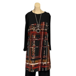 Load image into Gallery viewer, Saloos - Rust Abstract Print Tunic Top with Necklace

