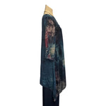 Load image into Gallery viewer, Saloos Blue Dipped Hem Lined Printed Dress with Necklace

