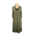Load image into Gallery viewer, Saloos - Olive Green Ecliptic Hem dress with Necklace
