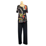 Load image into Gallery viewer, Saloos - Black Stretch Multi Colour Print Top
