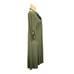 Load image into Gallery viewer, Saloos - Olive Green Ecliptic Hem dress with Necklace
