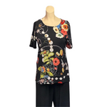 Load image into Gallery viewer, Saloos - Black Stretch Multi Colour Print Top
