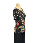 Load image into Gallery viewer, Saloos - Black Stretch Multi Colour Print Top
