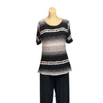 Load image into Gallery viewer, Saloos - Black Jacquard Strip Top
