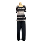 Load image into Gallery viewer, Saloos - Black Jacquard Strip Top

